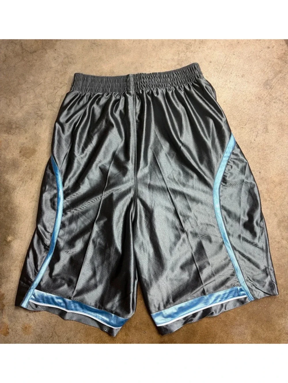 Y2K vintage light blue w metallic shiny gray long baggy basketball Jordan shorts